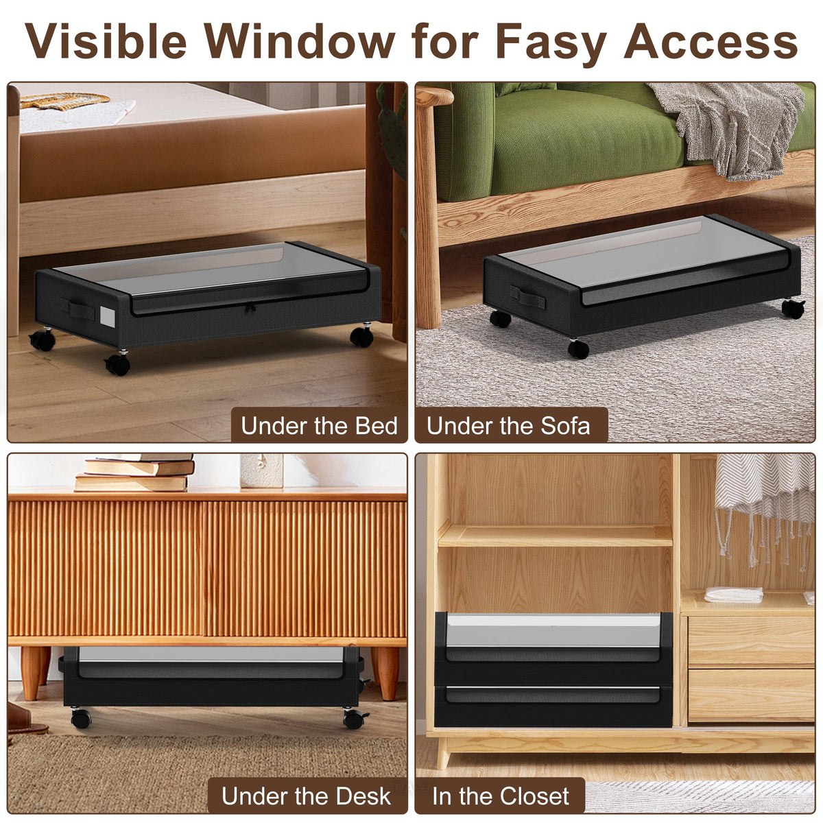 VXEAPADE under-bed bin quickly assembles in minutes for fast setup.