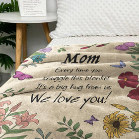 VZITSQS Mothers Day blanket in living room for comforting hug-like moments.