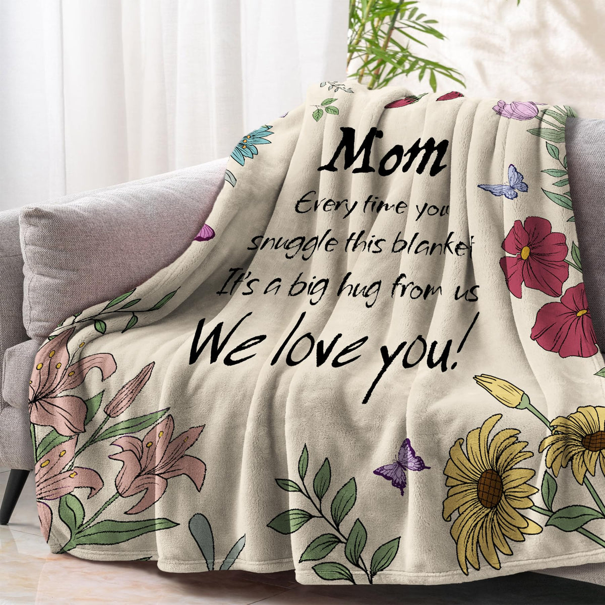 VZITSQS blanket helps mom relax in bed or on the sofa with plush warmth.