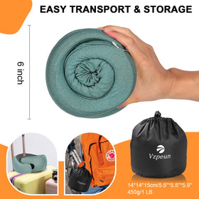 Vzpeun compact roll-up travel pillow for easy packing.