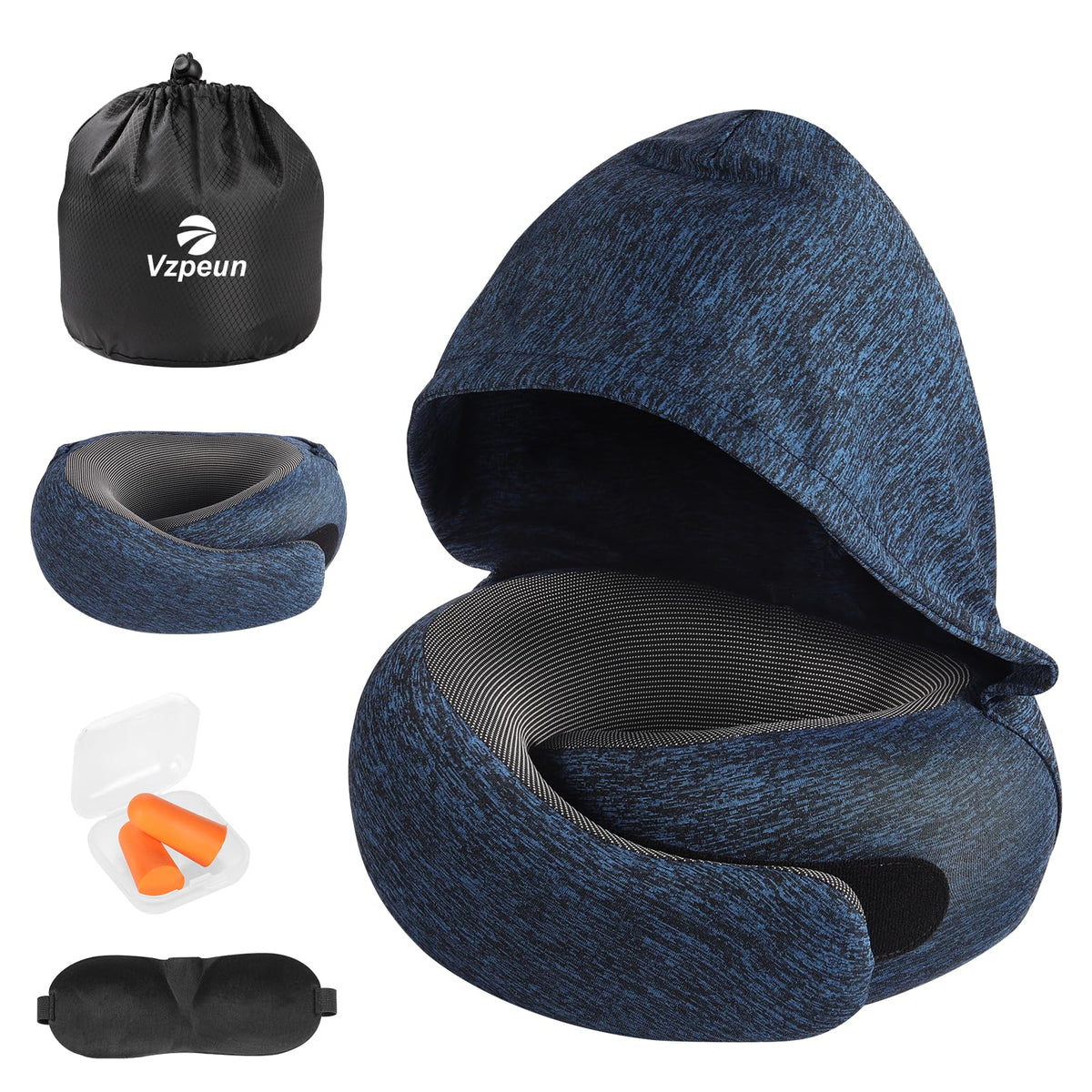 Vzpeun eye mask and earplugs included for quieter rest.