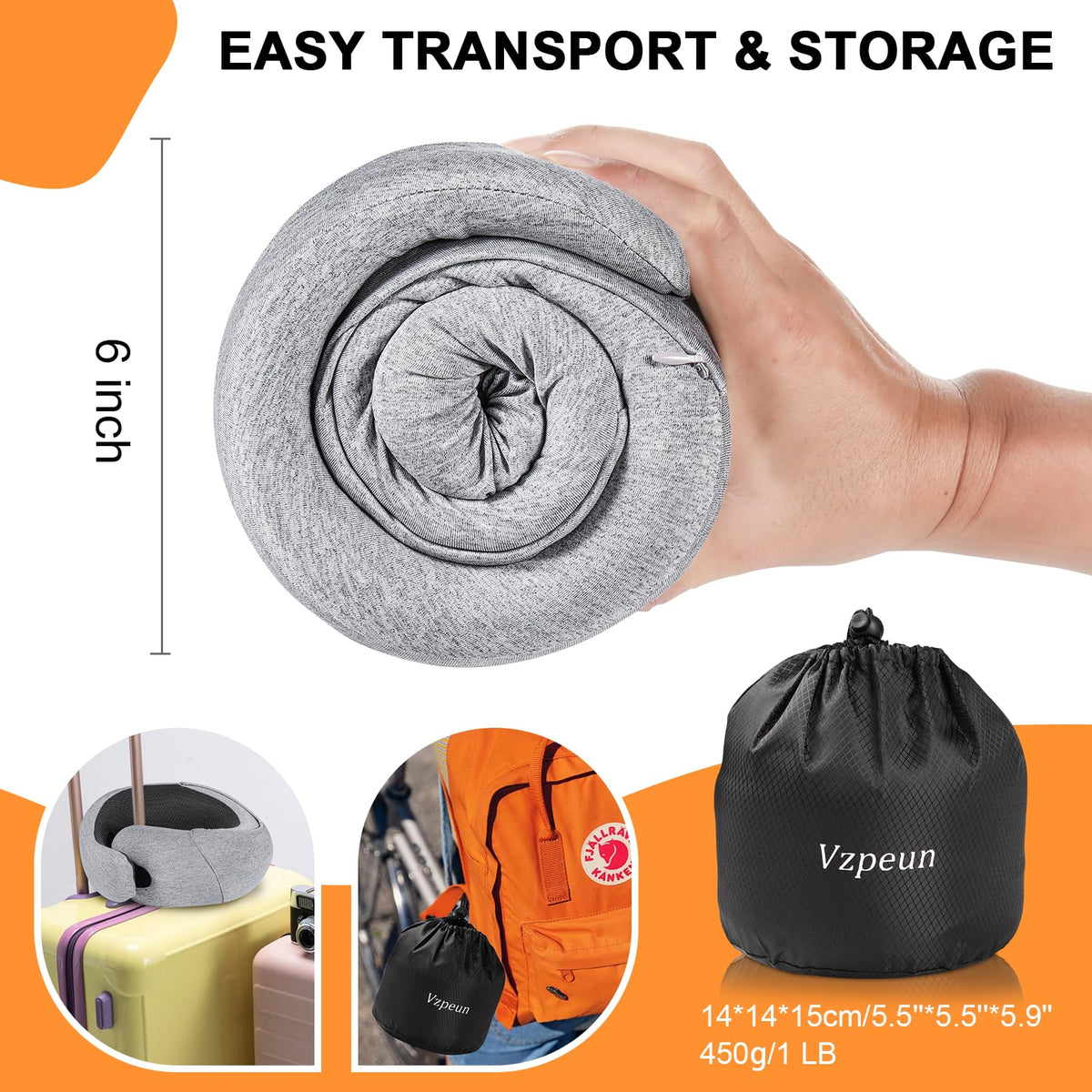 Vzpeun packable sack makes storage easy in your carry-on.