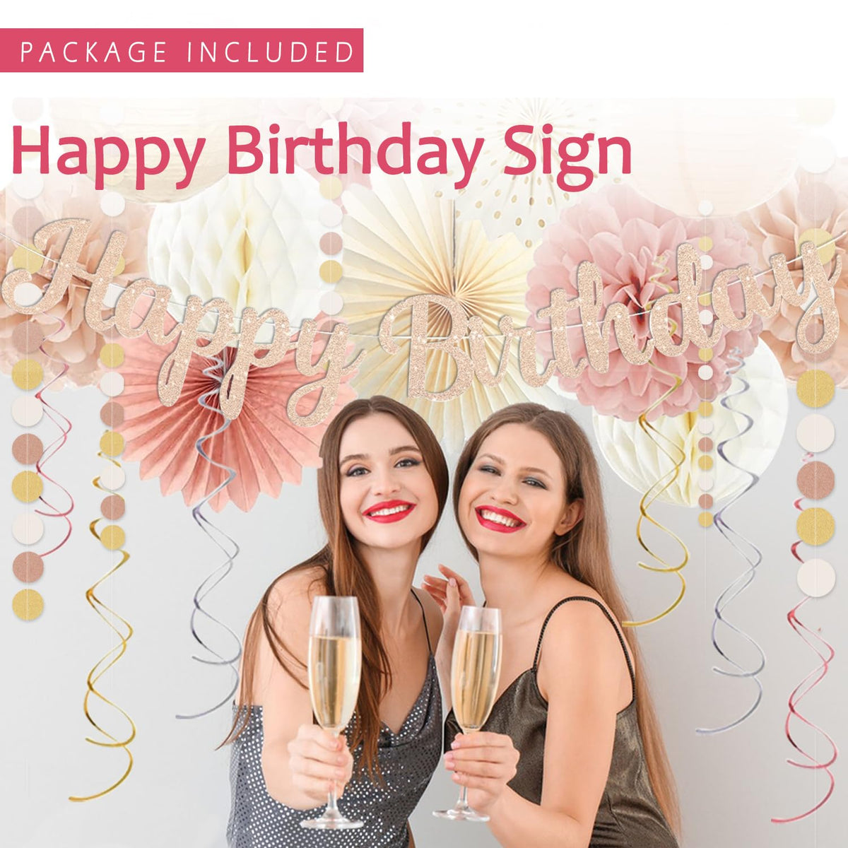 Vztipki blush gold balloons add chic color to parties.