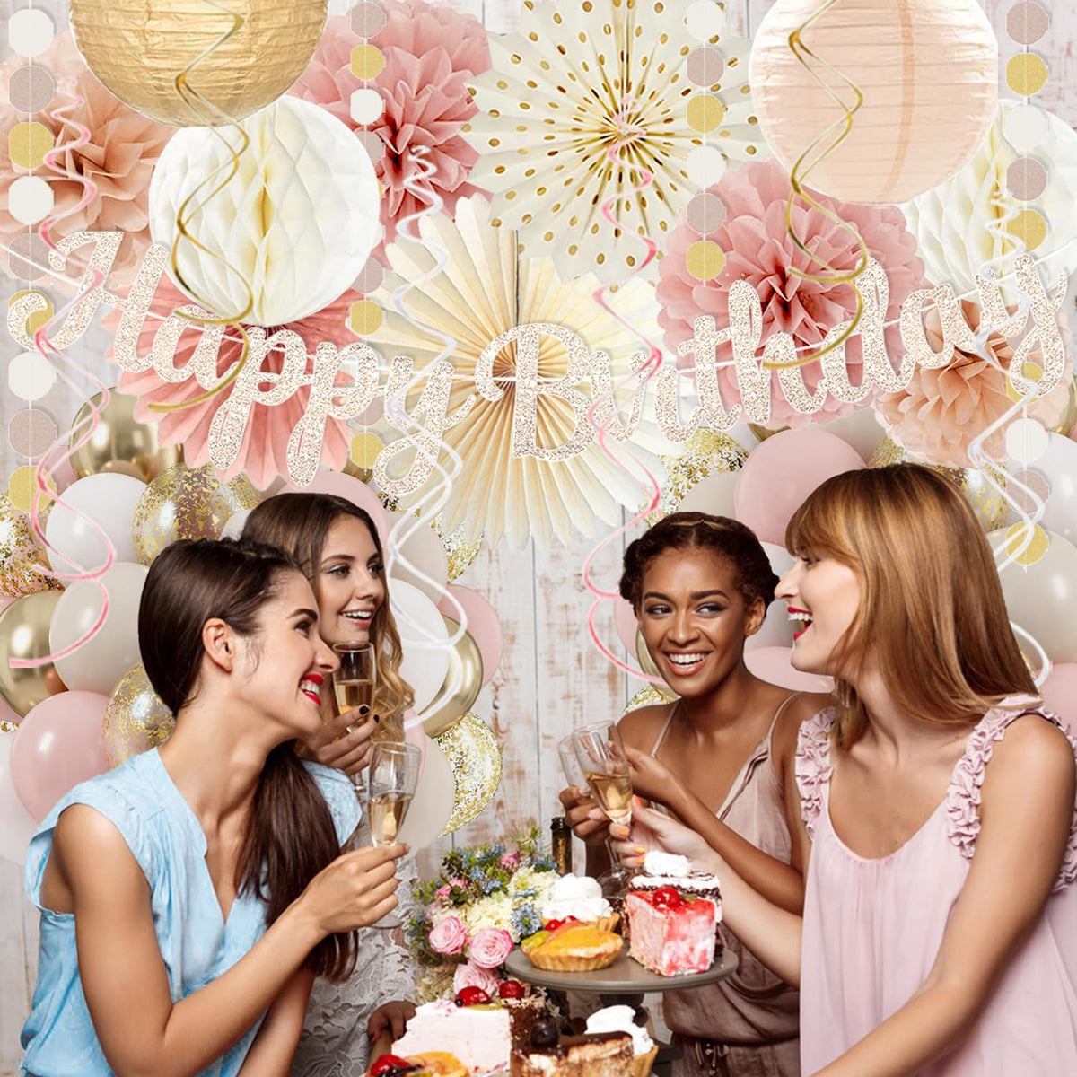 Vztipki honeycomb paper balls add retro charm.