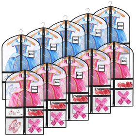 VZZNN ten-pack dance garment bags with 40-inch visibility for quick costume selection.