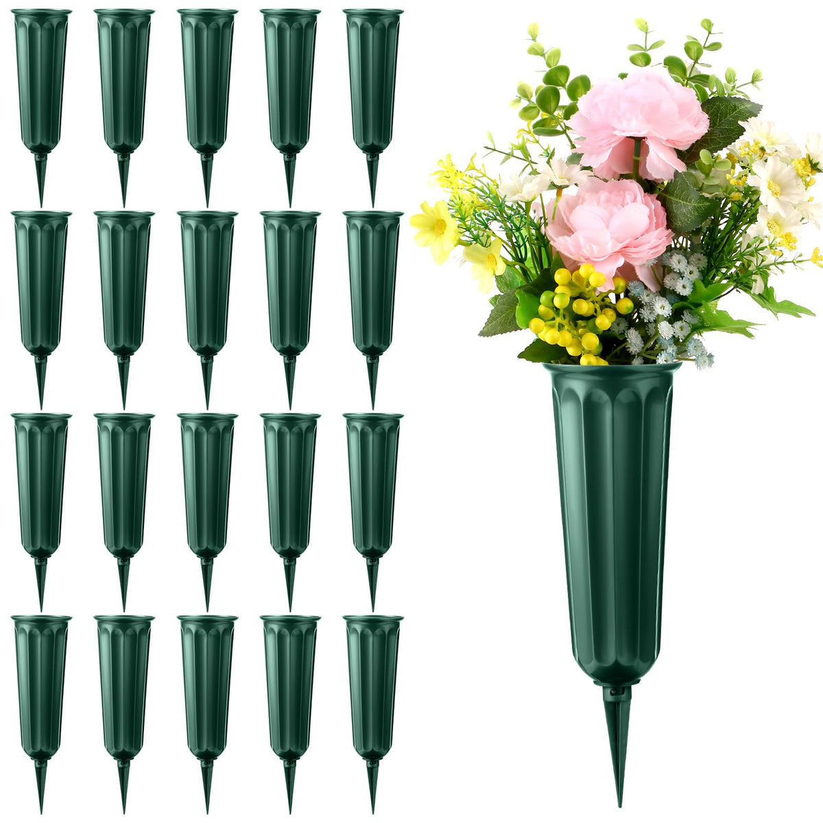 VZZNN cemetery vases with spikes for multi-grave decorating.