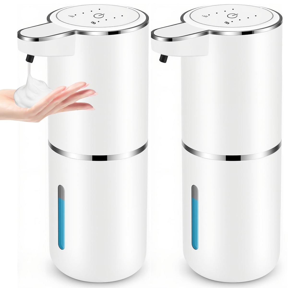 VZZNN 2-pack automatic soap dispensers front view for hygienic bathrooms.