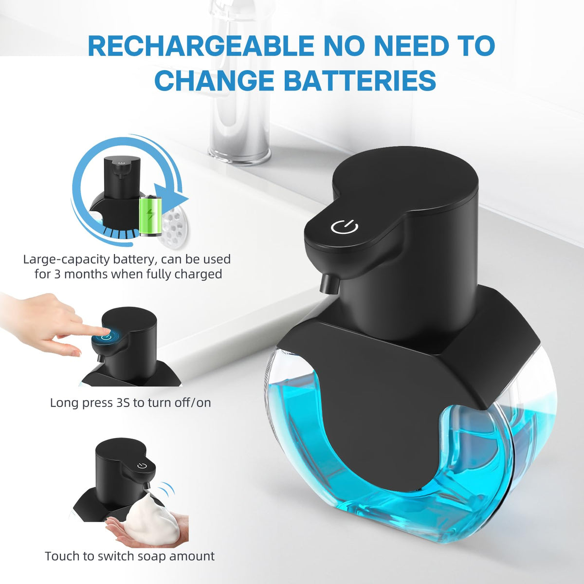 VZZNN 60-day rechargeable USB feature on a wall-mounted unit.
