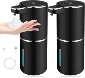 VZZNN 2-pack automatic soap dispensers mounted on a wall for a clutter-free sink.