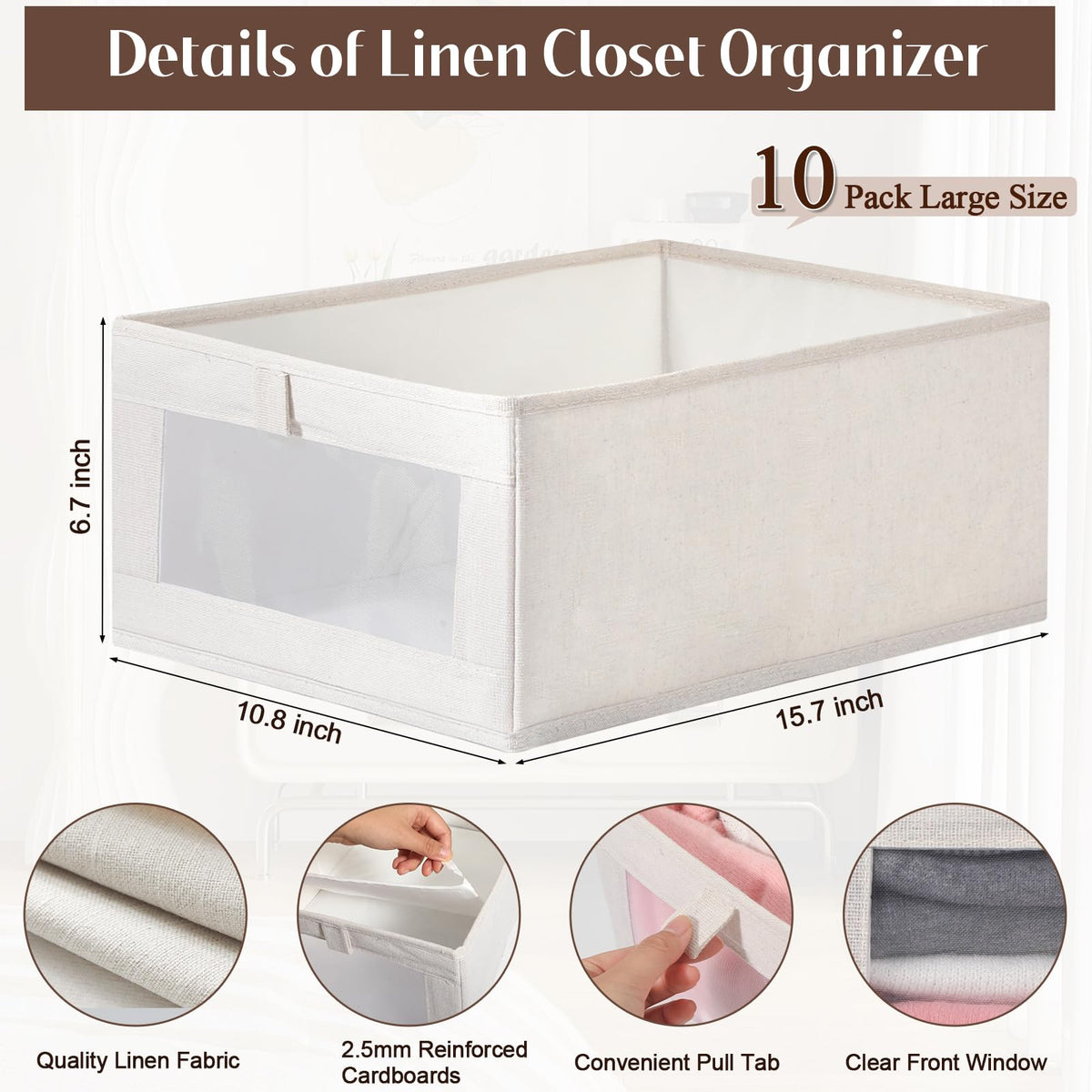 VZZNN Breathable linen fabric organizer keeps contents fresh and organized