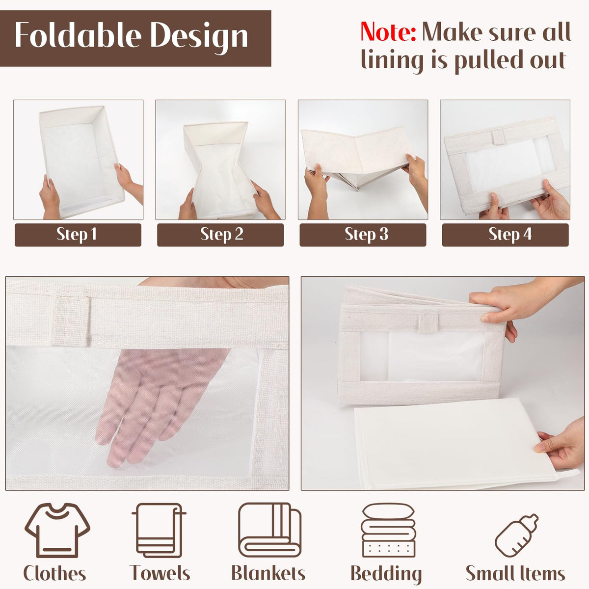 VZZNN Clear window bin enables quick access to clothing and towels