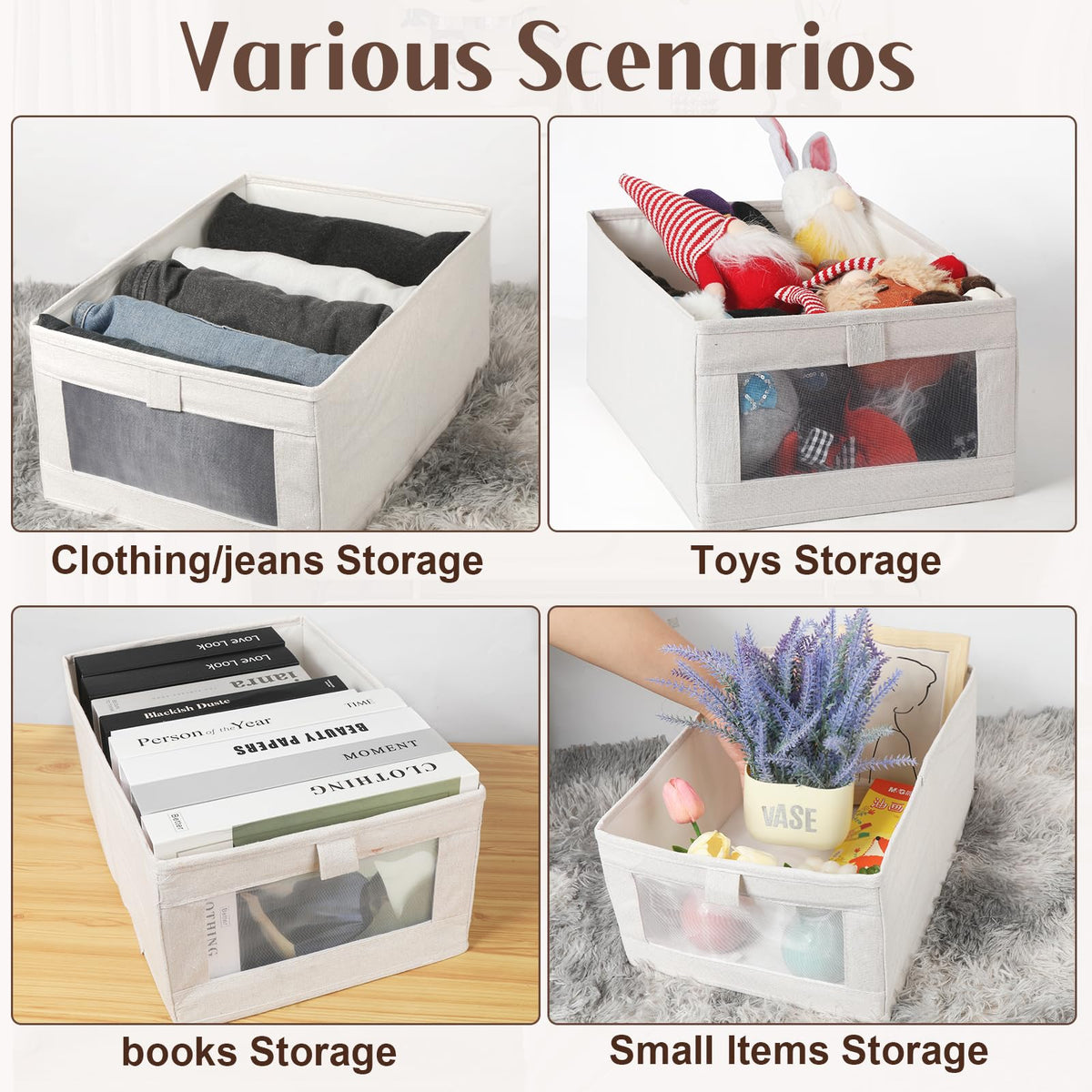 VZZNN Compact 15.7in x 10.8in x 6.7in organizers fit most shelves