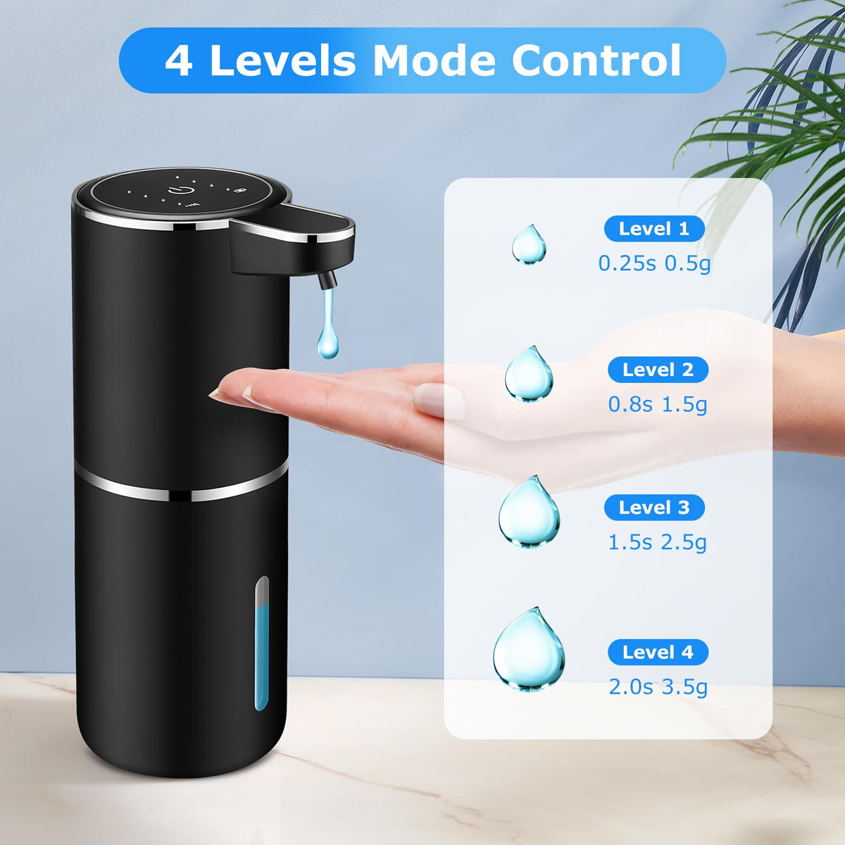 VZZNN dispensing action demonstrates touchless operation and precise soap amounts.