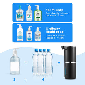 VZZNN foaming soap dispenser in use with sensor hands-free operation.