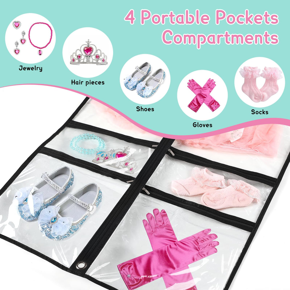 VZZNN four zipper pockets keep accessories neatly organized and secure.