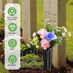 VZZNN outdoor grave decoration vase in black suitable for memorial settings