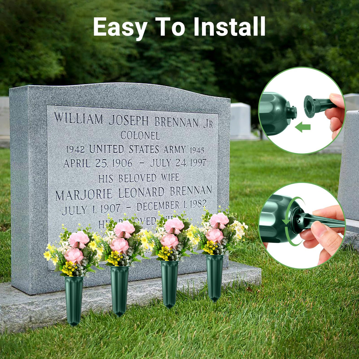 VZZNN outdoor memorial vases suit cemetery days and events.