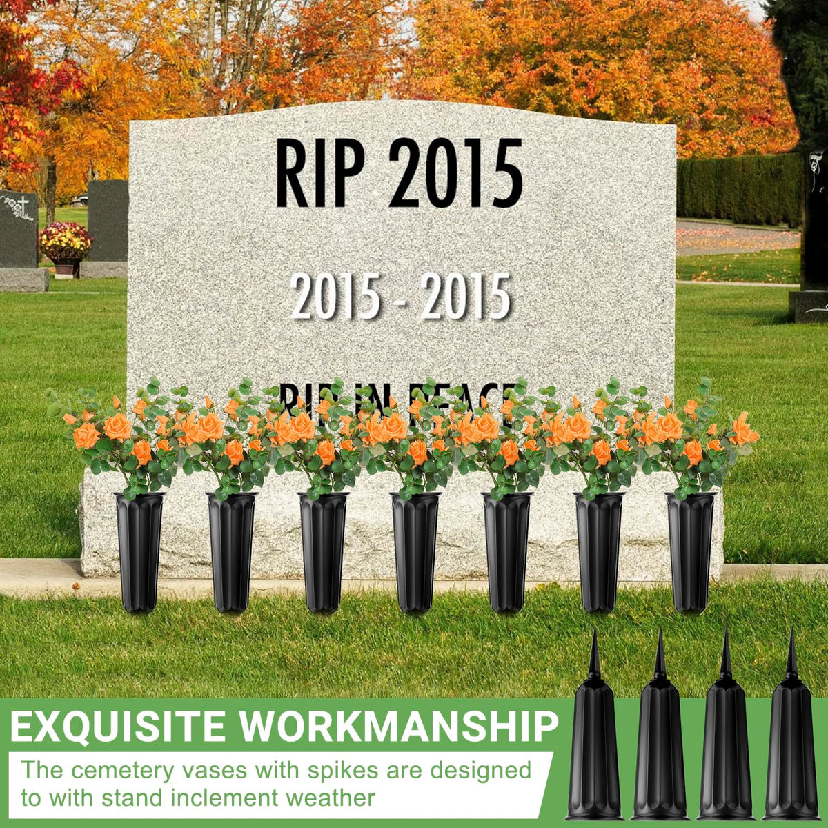 VZZNN weather-resistant grave vase keeps arrangements upright