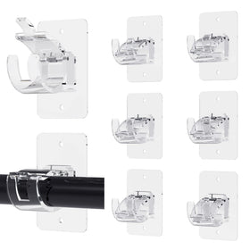 Wabboreq eight no-drill curtain brackets in transparent finish for easy installation.