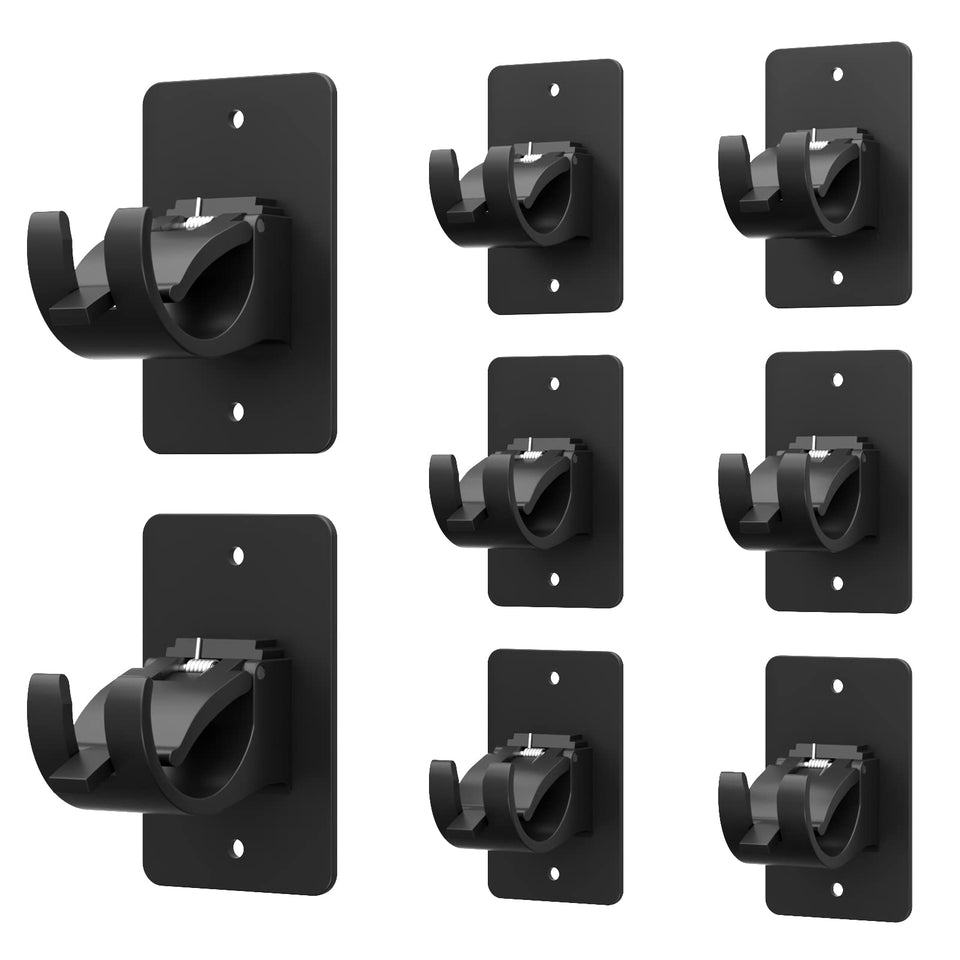 Wabboreq eight-piece self-adhesive curtain brackets in black for easy mounting