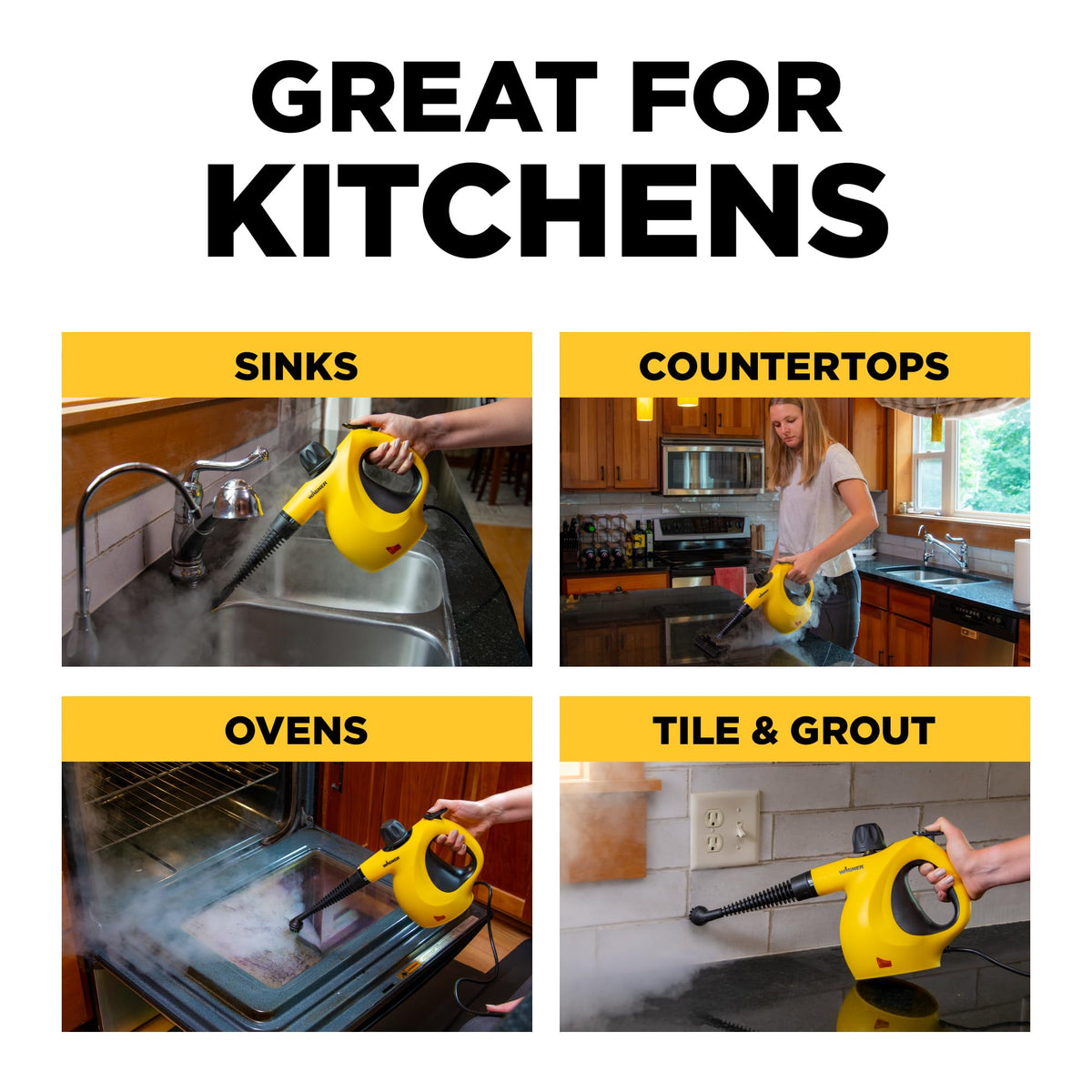 Tile and grout cleaning with Wagner 505e steam action