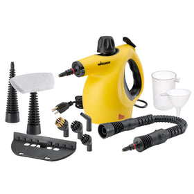 Wagner 505e handheld steamer demonstrating compact design for easy storage and quick cleaning
