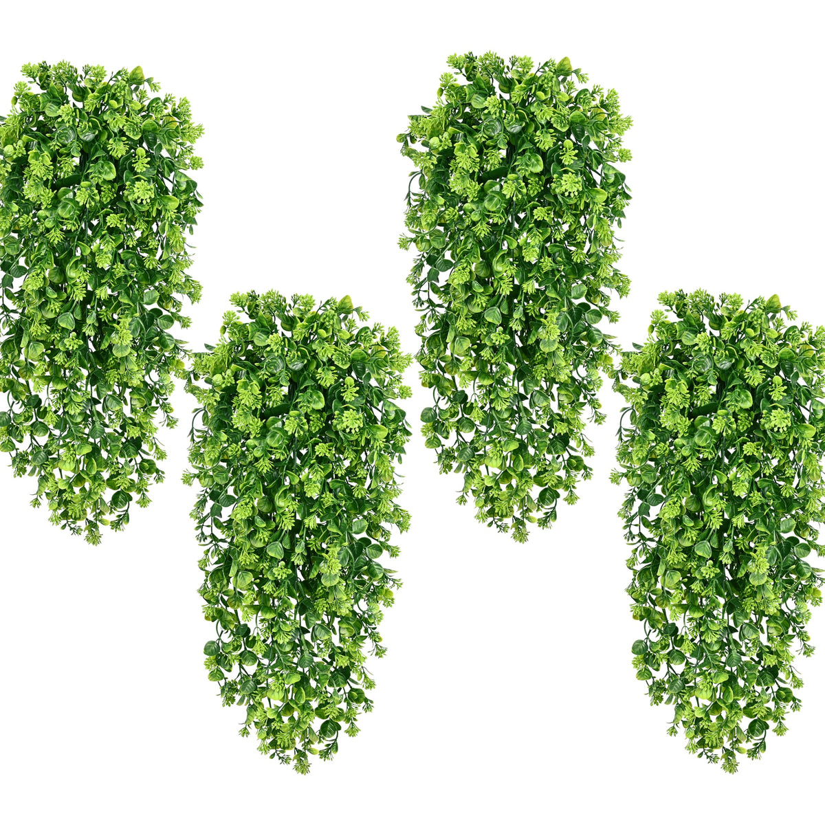 Waipfaru 4pc fake hanging plants package adds instant greenery to any space.