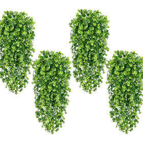 Waipfaru 4pc fake hanging plants package adds instant greenery to any space.