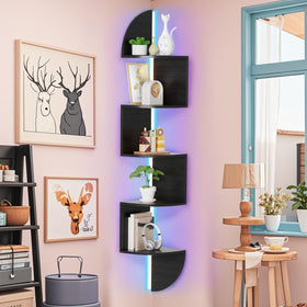 Waipfaru 5-tier corner shelf demonstrates sturdy display with up to 13.2 lb per tier.