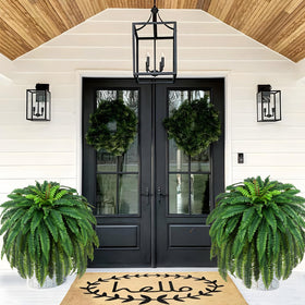 Waipfaru UV-resistant artificial fern close-up shows durable, washable leaves.