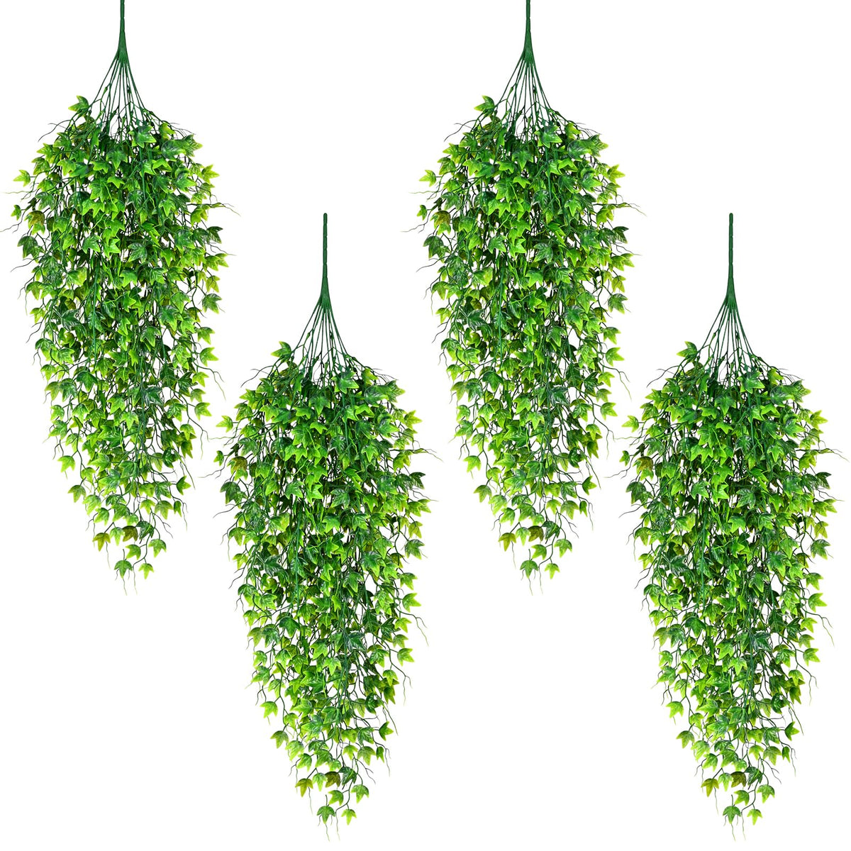 Waipfaru artificial hanging ivy outdoors four-pack wrapped around a balcony railing, UV-resistant and durable.