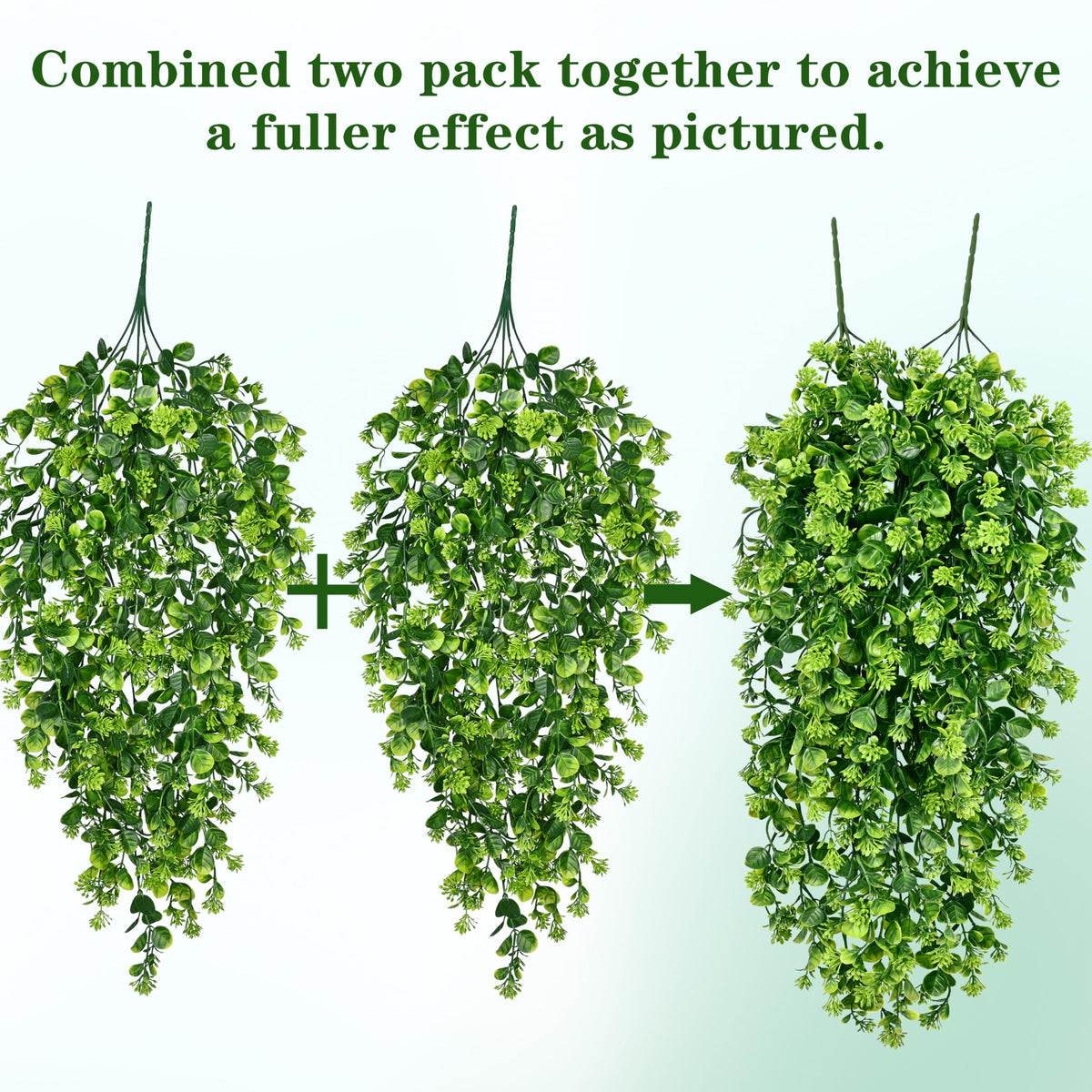Waipfaru artificial hanging plants with five-branch stems for fuller visual impact.