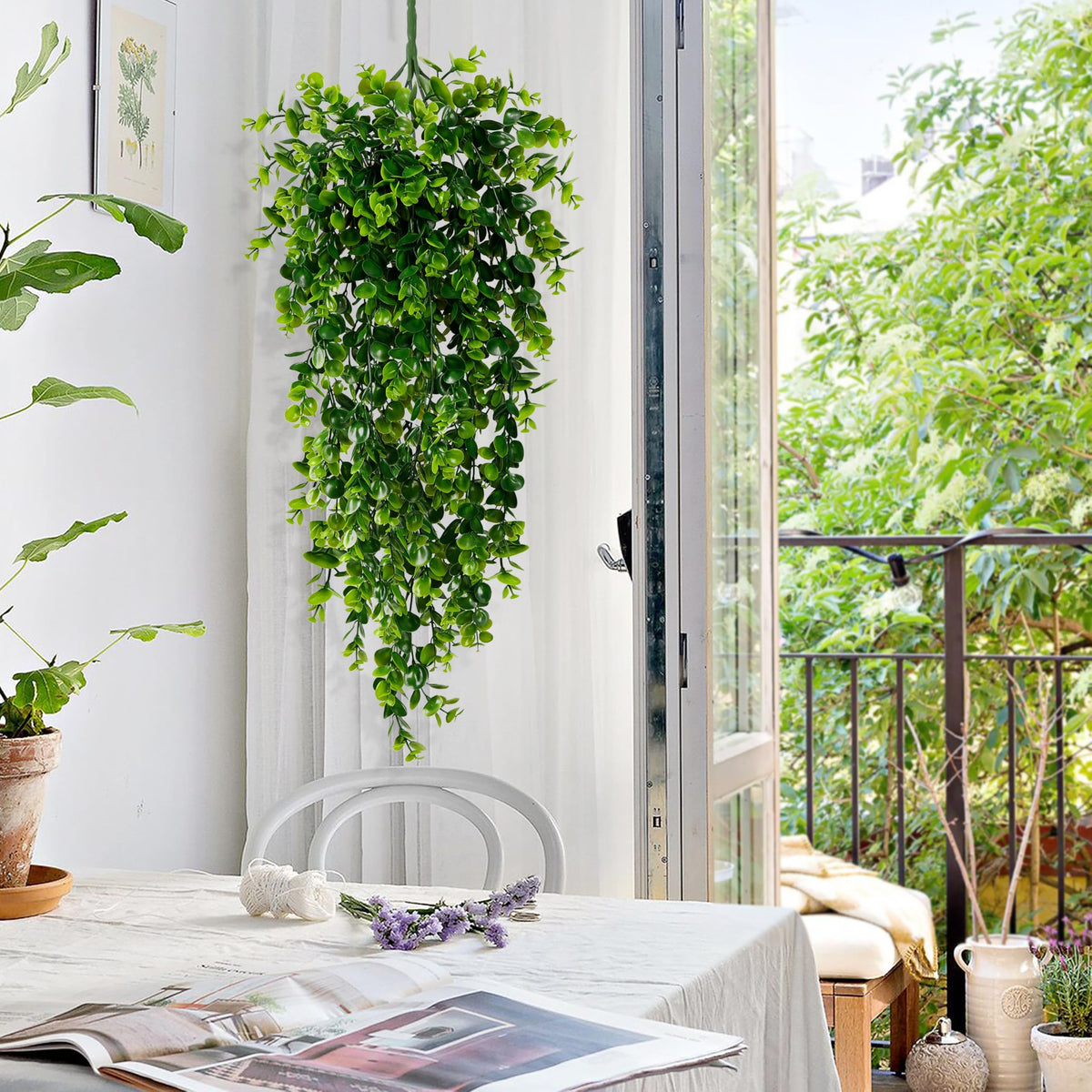 Waipfaru UV-resistant artificial vines stay bright outdoors with no daily maintenance.
