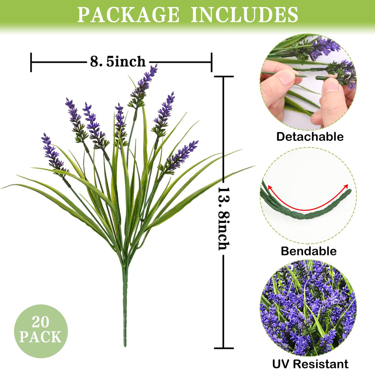 Waipfaru artificial lavender close-up shows lifelike leaves and stems