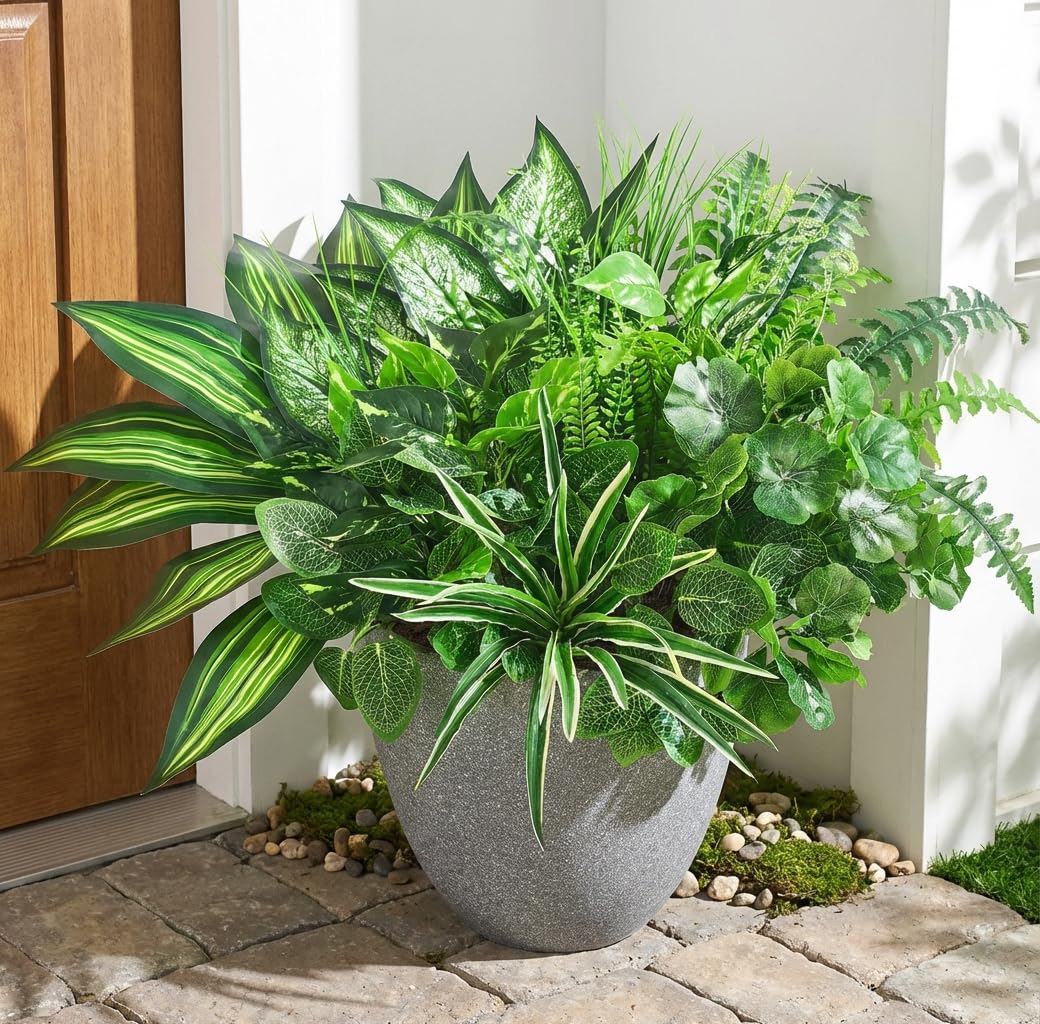 Waipfaru outdoor UV-resistant artificial plants bundle shown on a porch for durable decor