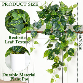 Waipfaru artificial pothos in white pot for modern shelves