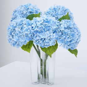 Waipfaru blue hydrangea bouquet with lifelike petals for durable home decor.