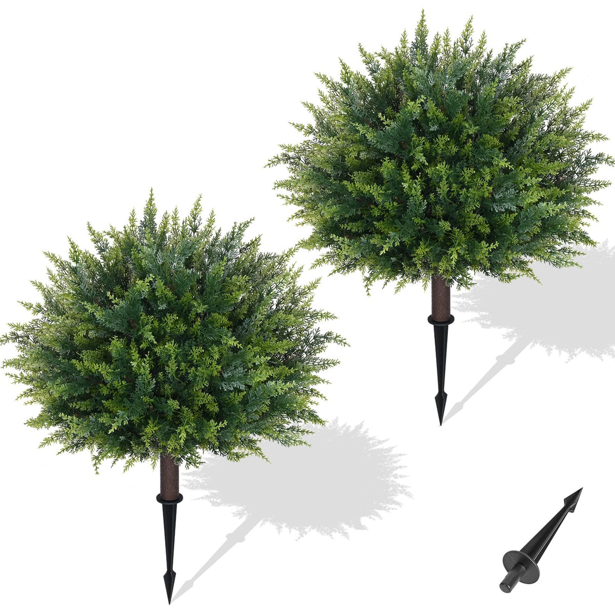 Waipfaru cedar topiary with ground spike for quick outdoor installation.