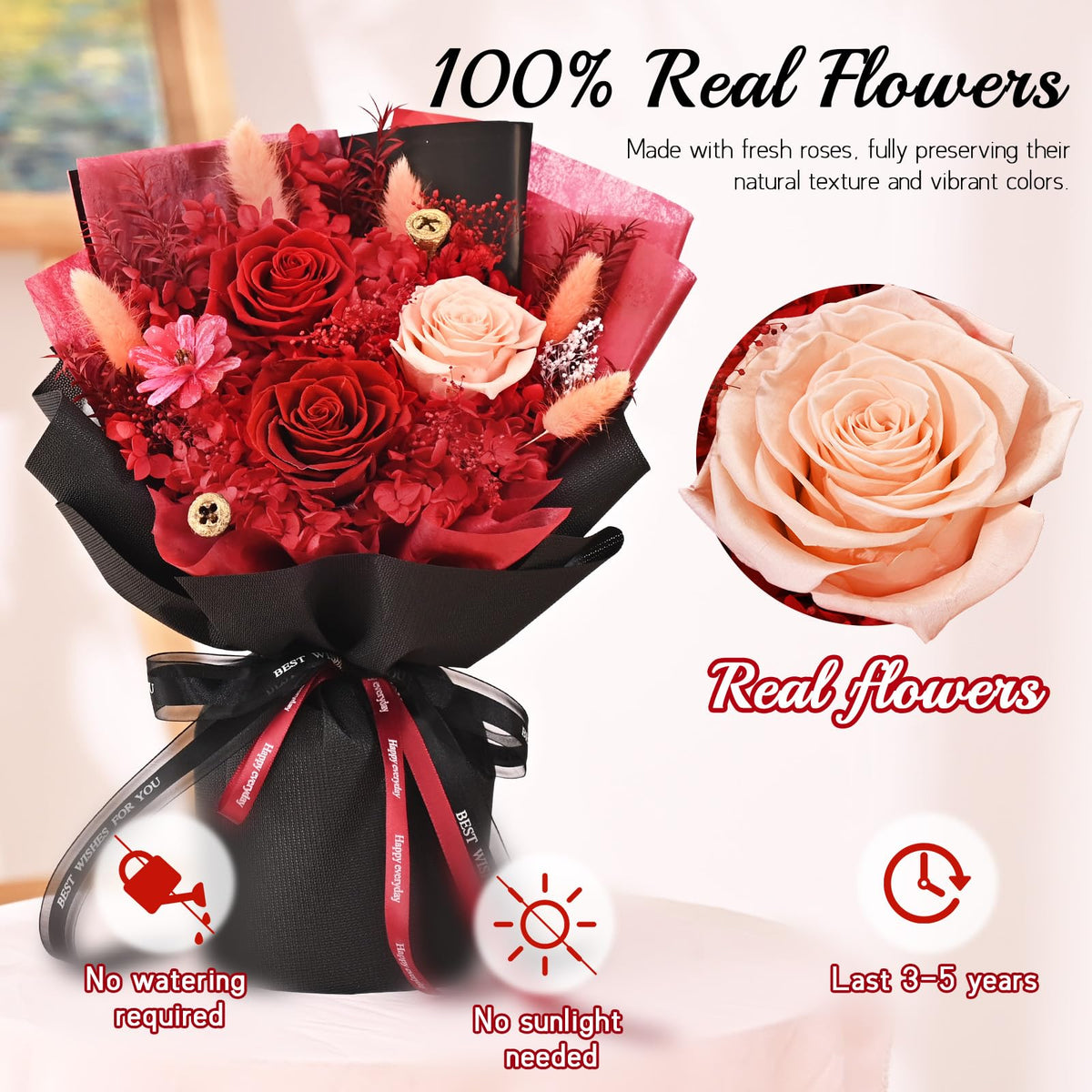Waipfaru Clear View Carry Bag — bouquet fully visible during transport.
