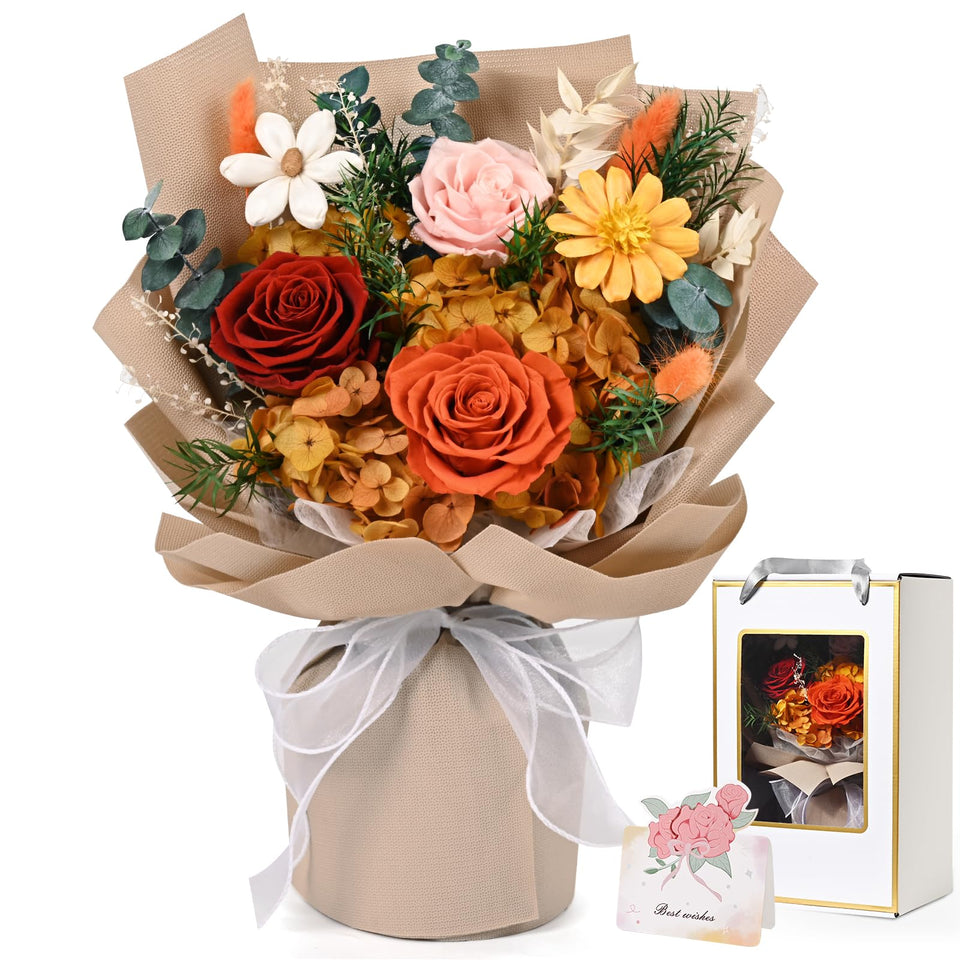 Waipfaru Durty Yellow preserved bouquet in gift box, long-lasting gift idea.