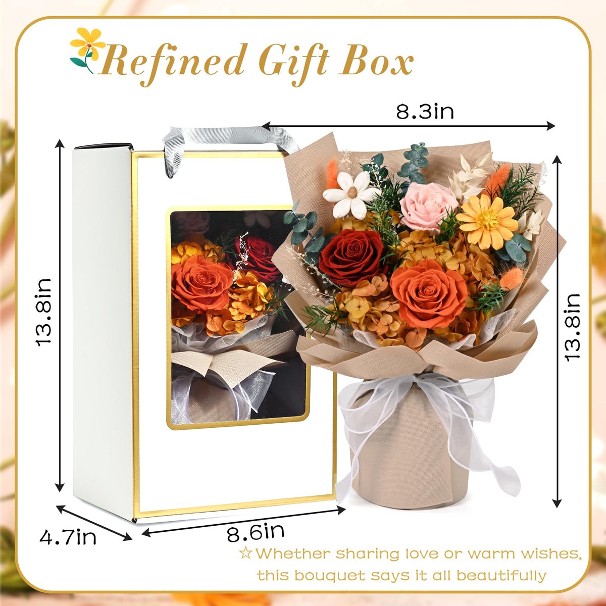 Waipfaru Durty Yellow preserved bouquet close-up, artisanal handcrafted petals.