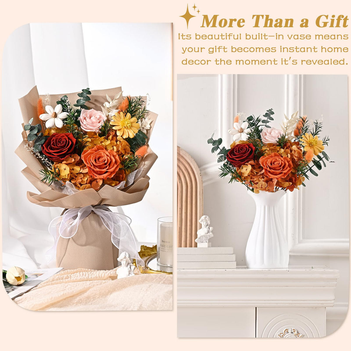 Waipfaru Durty Yellow preserved bouquet ideal Valentine’s Day gift.