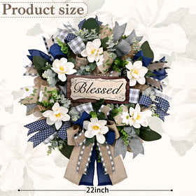Waipfaru magnolia wreath with full 22-inch bloom for year-round curb appeal