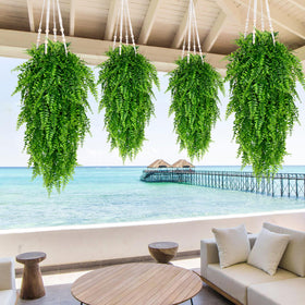 Waipfaru hanging fern party decor offers durable, fresh-looking greenery