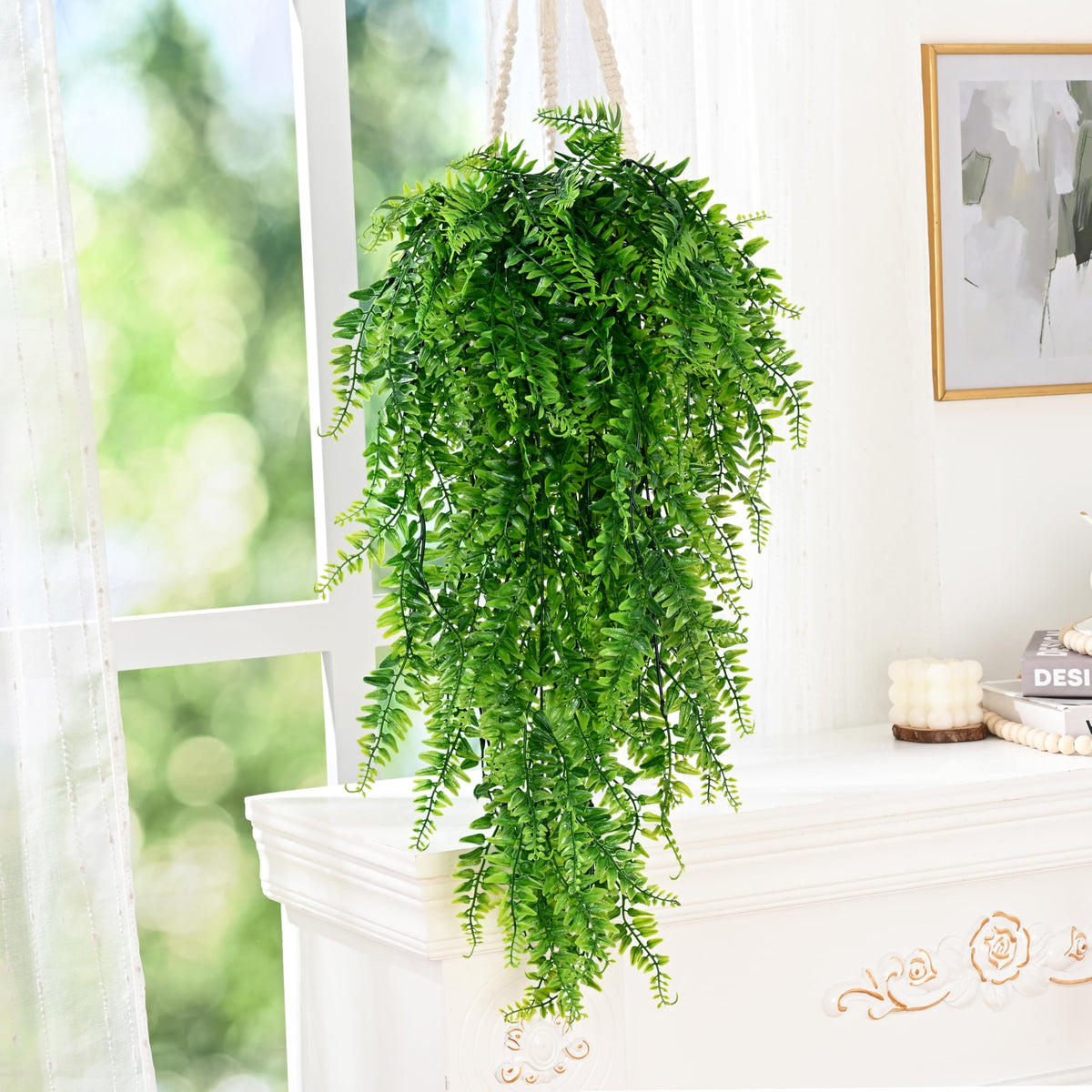 Waipfaru hanging fern window decor brings greenery without upkeep