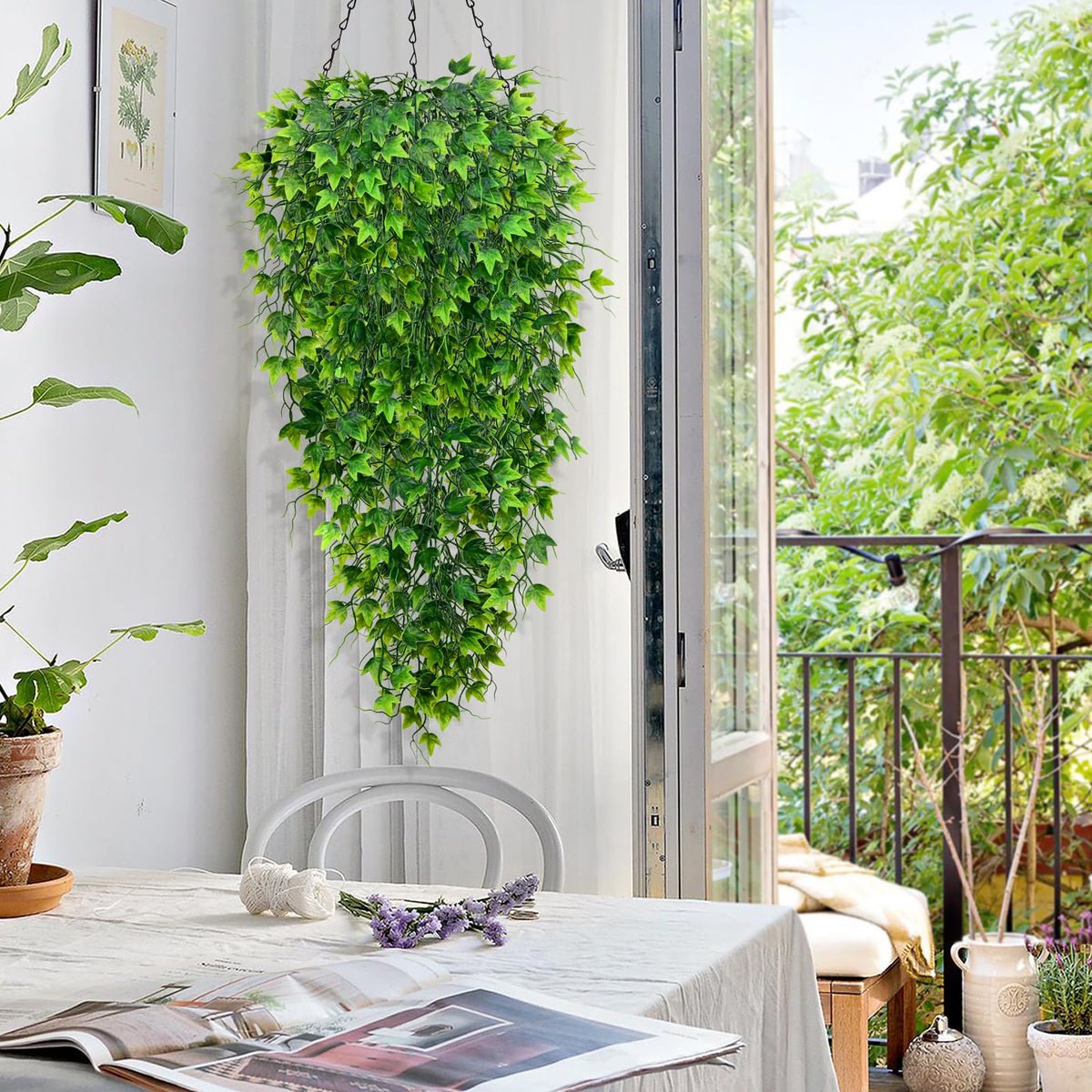 Waipfaru faux ivy pothos vines used as wall greenery for a lush indoor accent.