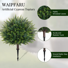 Waipfaru front porch decor setup featuring durable cedar topiary.