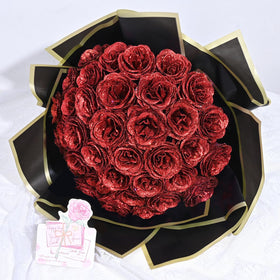 Waipfaru Glitter Roses Bouquet with 24 red roses, ideal for home décor and gifting.
