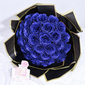 Waipfaru Glitter Roses Bouquet blue glitter roses ready for DIY decor and gifts.