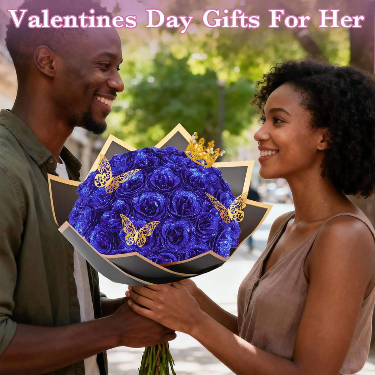 Waipfaru Glitter Roses Bouquet powder shedding during transit is normal.